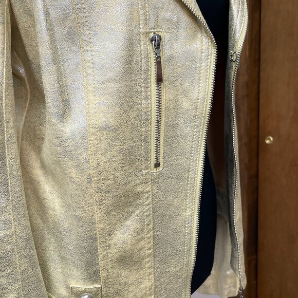 Lena Gabrielle Metallic Yellow Studded Jacket Size 10 FABULOUS! - Picture 4 of 10